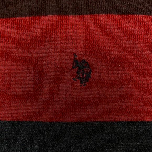 US Polo Assn Sweater Mens XL Striped Acrylic V-Neck Long Sleeve Pullover Casual - Picture 4 of 8